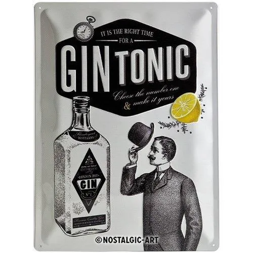 Nostalgic-Art Retro Bar Blechschild - Gin Tonic 30x40cm - Vintage Metallschild für Bar & Pub, mit 3D-Effekt und gewölbtem Design, ideal für nostalgische Dekoration in jedem Raum.