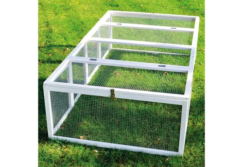 Zooprinz Freigehege Rabbit Run für Kaninchen, 100x48x181 cm - Freilaufgehege aus wetterfestem Massivholz, klappbar und ideal für den Outdoor-Einsatz, bietet sicheren Auslauf für Ihre Hasen.