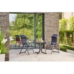 SIENA GARDEN Premium SET 3tlg. - Gartenmöbel-Set mit klappbarem Tisch und zwei Campingsesseln, ideal für den Garten oder Balkon. Robust und stylish mit Höhenausgleich und gastrogeeignet.