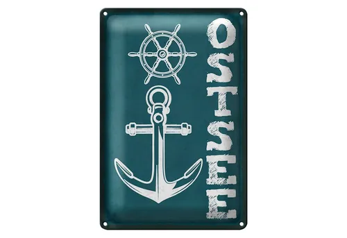 Roomando Metallschild Hinweis 12x18cm Ostsee Anker See Schiff