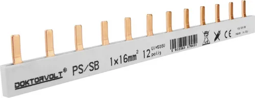 1P Phasenschiene Stift 12-polig 16mm² PS/S doppelseitig isoliert Schiene Sammelschiene 100A
