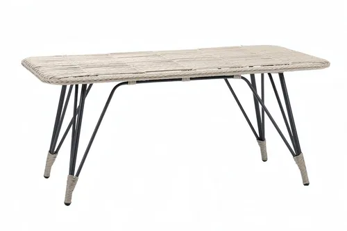 Beige Rattan Couchtisch im modernen Design - Moderner Couchtisch aus hochwertigem Rattan, ideal für Terrasse oder Balkon. Mit großzügigen Abmessungen von 145 x 85 x 65 cm und 2 Jahren Herstellergarantie.