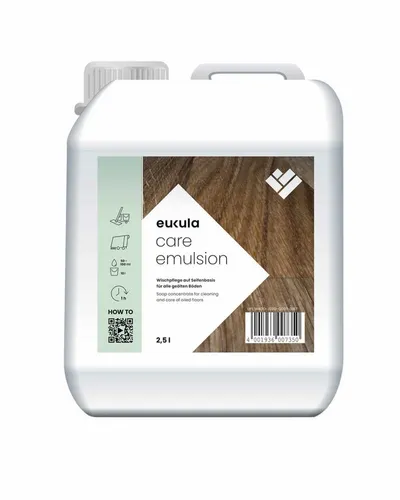 Eukula Euku Care Emulsion - Pflegeemulsion neutral (2,5 Liter) - Bodenreiniger für geölte Holz- und Korkfußböden, ideal für Unterhalts- und Grundreinigung, pflegt gleichzeitig und sorgt für langanhaltende Frische.