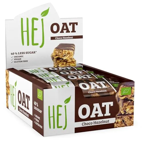 HEJ Oat Vollkorn-Hafer-Riegel - Bio-Müsliriegel mit Haselnuss, Schokolade & Nussmus - Veganer Snack - Energieriegel - Glutenfrei - Choco Hazelnut 12 x 45 g