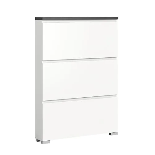 möbelando Schuhschrank >Shoelove< in Weiß - 95x130x18cm (BxHxT)