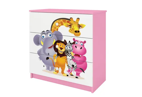 Raumhirsch Furniture Kinderregal mit Tiermotiven - Regale für Kinderzimmer, stabile Konstruktion mit 3 geräumigen Schubladen für optimale Aufbewahrung und kindgerechte Designs in verschiedenen Farben.