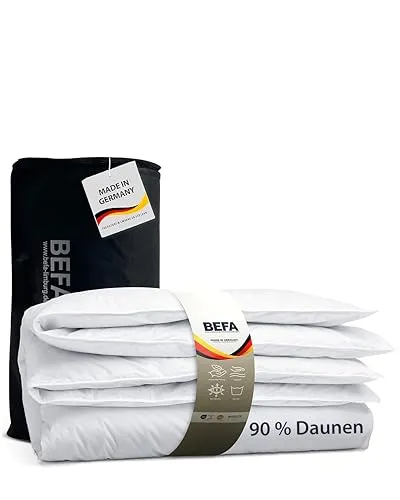 BEFA NATUR Daunenbettdecke - Kuschelige Premium-Sommerdecke - Bettdecken: Leichte Sommerdecke mit 90% Daunen und 10% Federn, allergikergeeignet und Made in Germany für optimalen Schlafkomfort.