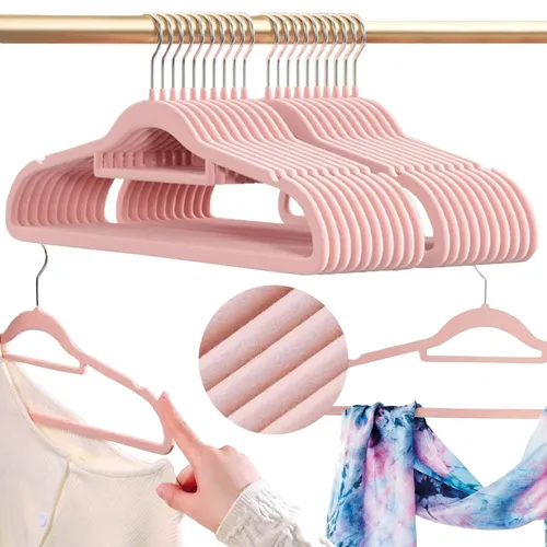 Samt Kleiderbügel, Kleiderbügel aus Samt MAGIC VELVET Samtbügeln 20 Stück rosa