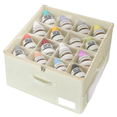 Eurhomewit Schuhorganizer Platzsparend, Passt 16 Paare, Schuh Organizer für Schrank Durchsichtigem Deckel, Große Schuh Aufbewahrung, Aufbewahrungsbox mit Netztasche und Tragegriff (Beige)