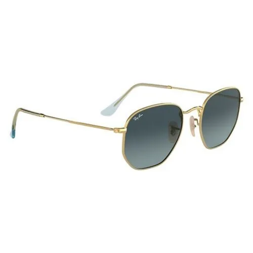 Ray-Ban RB 3548N HEXAGONAL Unisex-Sonnenbrille - Sportbrillen mit goldfarbenem Edelstahl-Gestell und stylishem hexagonalem Design, ideal für modische Akzente und optimalen UV-Schutz.