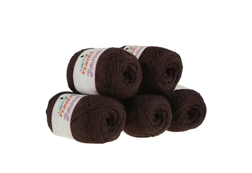 VLNIKA Strickgarn Jana Häkelwolle 5 x 100g, 330 m, braun - Entdecken Sie das vielseitige Strickgarn Jana für kreative Projekte. Ideal für Baby- und Kinderkleidung, überzeugt es durch seine weiche Mischung aus Baumwolle und Polyacryl. Perfekt für Stricken und Häkeln!