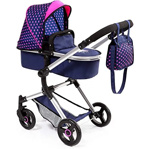 Bayer Design Kombi Puppenwagen Neo Vario - Modernes Design mit Einhorn - Kombi Puppenwagen mit Wickeltasche und Einkaufskorb, umwandelbar in einen Sportwagen, höhenverstellbar und ideal für Kinder von 3 bis 7 Jahren.