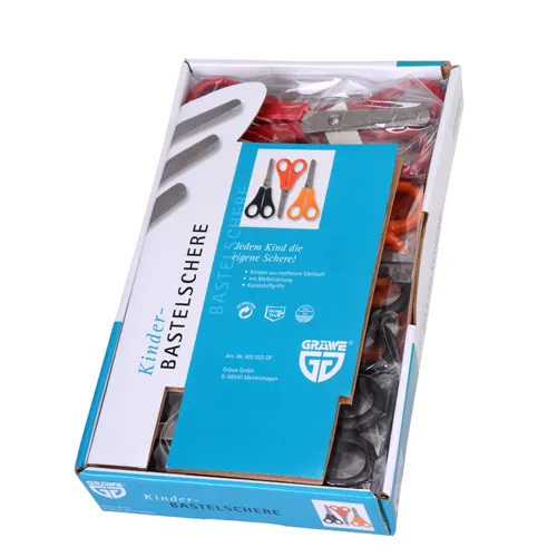 GRÄWE Kinder-Bastelscheren Kinderscheren 25 Stück bunt schwarz rot orange