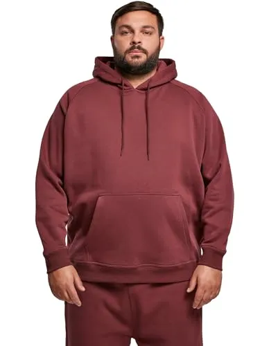 Urban Classics Herren Kapuzenpullover Blank Hoody, Cherry - Kapuzenpullover für Herren im Loose Fit, ideal für lässige Styles. Mit Kängurutasche und Raglanärmeln für optimalen Tragekomfort.