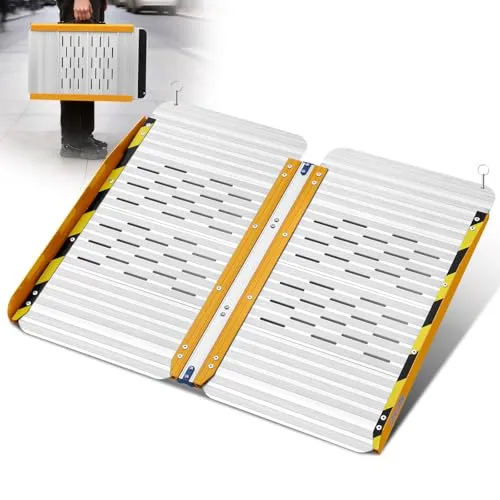 LIEKUMM Rollstuhlrampe Klappbar 61 cm, Extra Leicht und rutschfest Rampe Rollstuhl, 300 kg Tragkraft Aluminium Rollstuhlrampe für Treppen, Stufen, Elektro-Rollstuhl, Kinderwagen