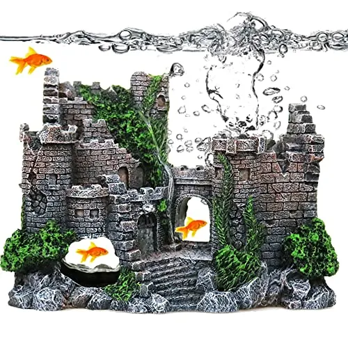 DXIA Aquarium Deko Groß Castle Dekoration, Harz Aquarium Dekoration, ideal für kleine Garnele Fisch Schildkröte, Polyresin Landschaft