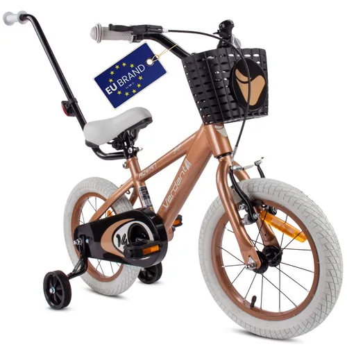 Verdant Rowan Kinderfahrrad 14 Zoll mit Stützrädern - Robustes Kinderfahrrad für Jungen mit Schubstange, ideal für 3-7 Jahre. Fördert die Sicherheit und das Fahrvergnügen beim Lernen.