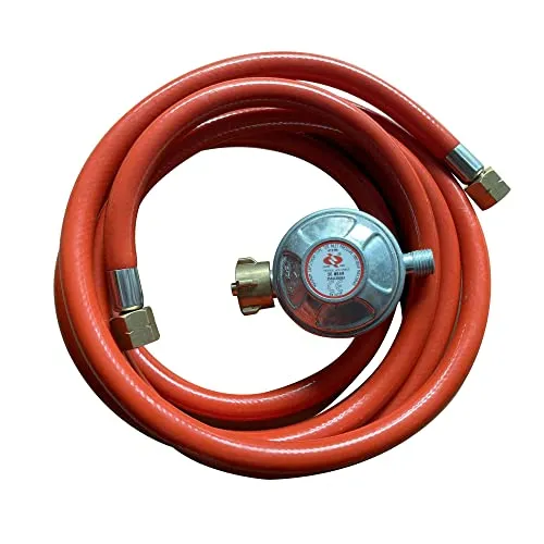 Teamson Home DE Propangasregler und Schlauch für Gas-Feuerstellen, Standard-Klip und Passend für Bis zu 13 kg Gasflasche mit EIN-/Aus-Schalter
