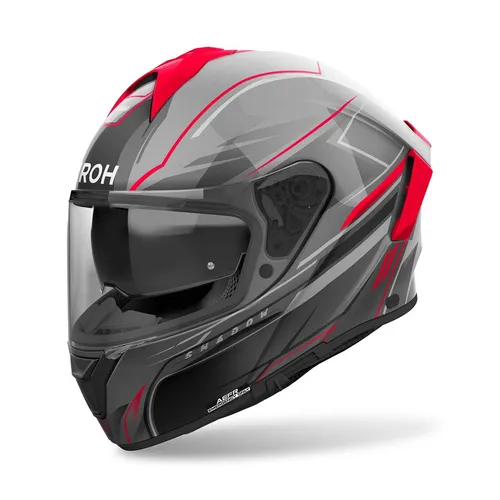 Airoh Spark 2 Shadow Motorradhelm - Graumatt/Schwarz/Rot, Größe M - Motorradhelm mit optimaler Belüftung und kratzfestem Visier, ideal für Onroad-Fahrten und bietet ein extra weites Sichtfeld.