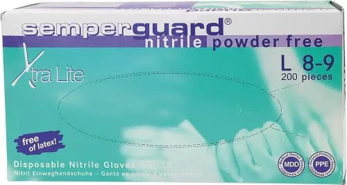 Semperguard 816780235/3000001618 XtraLite Einmalschutz und Untersuchungshandschuh aus Nitrillatex, puderfrei, Größe M, 7-8, Lavendelblau (200 er-Pack)
