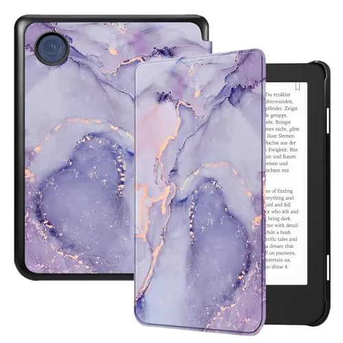 Fintie Hülle für Tolino Shine Color/Shine 5(2024)/Shine 4(2022) & Kobo Clara Colour/Clara BW(2024)/Clara 2E(2022) eReader - Ultradünn Hülle mit Auto Schlaf/Wach und Magnetverschluss, Lila Marmor