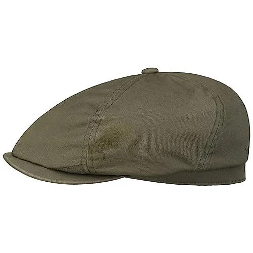 Stetson Cotton Twill Flatcap Gefüttert Baumwolle Atmungsaktiv Unifarben Herren Frühjahr Sommer Oliv L (58-59 cm)