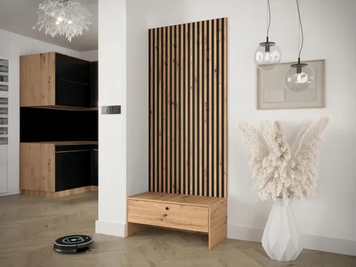 Mirjan24 Garderobe aus Holzwerkstoff, Braun, 85x206x44 cm - Praktische Garderobe mit 6 Doppelhaken, ideal für den täglichen Einsatz. Stilvolles Design in Braun, gefertigt aus robustem Holzwerkstoff für eine langlebige Nutzung.