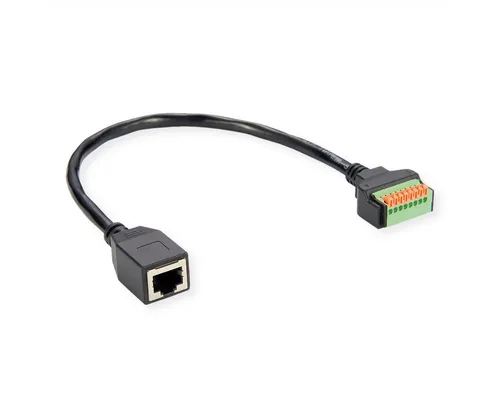 ROLINE Kabeladapter RJ45 Buchse zu Terminalblock Computer-Adapter RJ-45 (8P8C) Weiblich (Buchse) zu Terminalblock, 8-pin Weiblich (Buchse), 30 cm, (Drucktasten)