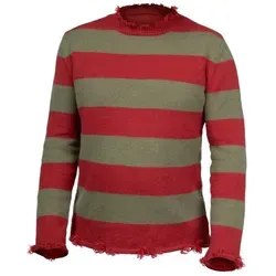 Maskworld Kostüm Freddy Nightmare Pullover Halloween Kostüm Herren, Hochwertige Pullover Replika im authentischen 80er Jahre Look rot S