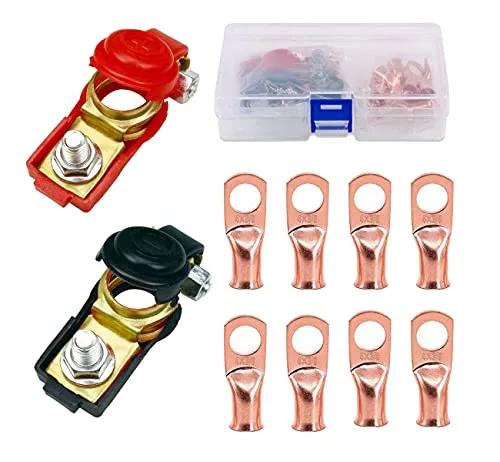HUAZIZ 1 Paar 12v Batterieklemmen,Batterie Polklemmen,Auto Batterieclips,Schnellklemmen Steckverbinder Anschlussklemmen für KFZ Boot Fahrzeug Wohnmobil (8 Kupferringkleme)