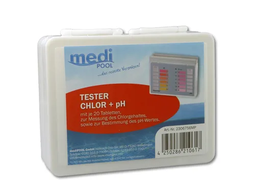 Wassertester, Wassertestgerät Chlor/pH mit 40 Tabletten, mediPOOL