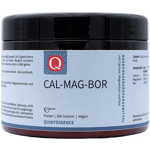 Quintessence Cal-Mag-Bor Pulver - Hohe Bioverfügbarkeit - Nahrungsergänzungsmittel mit Calcium, Magnesium und Bor in Premium-Qualität. Unterstützt die Knochengesundheit und ist frei von Allergenen.