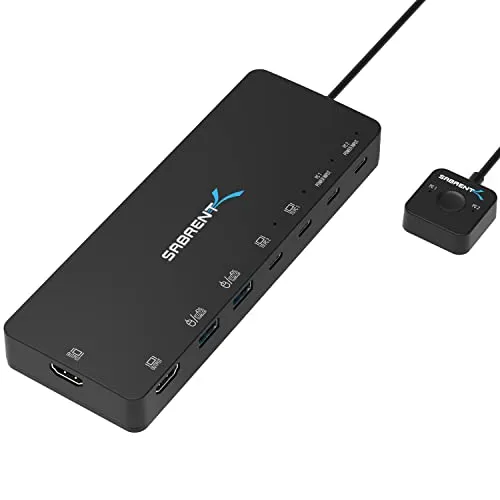 SABRENT KVM Switch, 2 Port usb C Inputs und Outputs mit 60W PD | 2 HDMI Port 4K@60Hz für Monitor, Laptop, PC, Drucker, Scanner, Maus, Tastatur LED-Geräteanzeigen