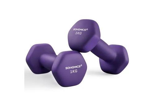 SONGMICS Kurzhantel Hantelset, Kurzhanteln, Hexagon, Neopren-Beschichtung, für Zuhause, (2er Set Neopren-Beschichtung, Hantelset, Kurzhanteln, Hexagon), 2 x 1 kg, Krafttraining, Workout, Fitnesstraining, für Zuhause