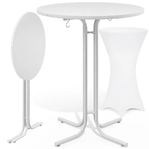 Casaria Klappbarer Stehtisch mit Husse Weiß, 70cm von Deuba