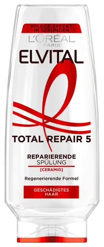 L'ORÉAL PARIS Elvital Total Repair 5 Shampoo, 6-tlg. Packung - Shampoos, bekämpft 5 Probleme geschädigter Haare und sorgt für Struktur-Aufbau, Widerstandskraft, Vitalität und Glanz.