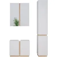 Vicco Badmöbel-Set Gloria, Weiß/Sonoma, 3 Teile - Badmöbel-Set mit elegantem, grifflosem Design und viel Stauraum. Ideal für eine stilvolle Badezimmergestaltung.