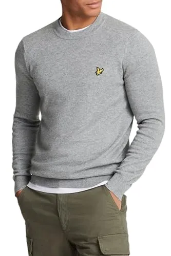 Lyle Scott Classic Herrenpullover Grau - Herren-Pullover aus 70% Baumwolle und 30% Merinowolle, bietet hervorragende Wärme und Atmungsaktivität. Pflegeleicht und ideal für stilbewusste Herren in der kühleren Jahreszeit.