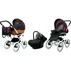Babylux® Classic White | 3in1 Kinderwagen Set | Red Bow | Kombikinderwagen | Kinderwagenset | Bu
