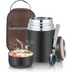 Thermobehälter 800 ml – Edelstahl Wärmebehälter mit Besteck und Tragetasche