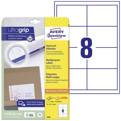 Avery-Zweckform 4782 Universal-Etiketten 97 x 67.7 mm Papier Weiß 240 St. Per...