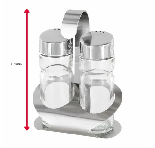 Westmark Menage Salz und Pfeffer, 6 Stück, 3-tlg. - Salz- & Pfefferstreuer aus rostfreiem Edelstahl und Glas, ideal für Gastronomie und Partys. Mit großem Fassungsvermögen von 40 ml pro Behälter und einfacher Befüllung.