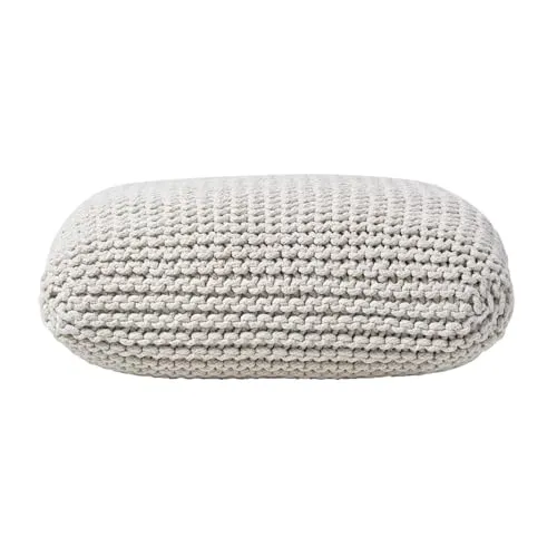 Homescapes Strickpouf groß Creme 70 x 20 cm - Stilvolle Hocker - Trendiges Bodenkissen aus 100% Baumwolle mit grobem Strickbezug, vielseitig einsetzbar als Fußhocker oder dekoratives Wohnaccessoire.