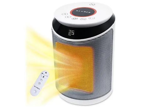 KLAMER Heizlüfter 2000 W - Energiesparender PTC Keramik Heizlüfter mit 3 Heizstufen - Heizlüfter für Indoor-Nutzung mit effizientem Eco-Modus, 9 Std. Timer und umfassendem Sicherheitskonzept. Ideal für schnelle Wärme in jedem Raum!