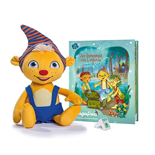 DIALOG TOYS Lingufino Basis Set mit Plüschfigur - Interaktive Plüschtiere mit Spracherkennung ohne Internet, fördert spielerisch die Sprachentwicklung von Kindern ab 4 Jahren mit über 2500 Wörtern und Phrasen.
