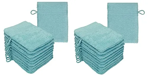 Betz 20 Stück Waschhandschuhe Waschlappen Premium Größe 16x21 cm 100% Baumwolle Farbe Ocean