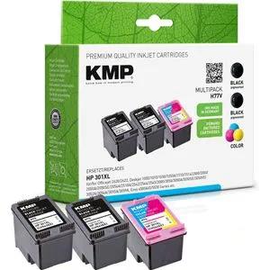 KMP Druckerpatrone ersetzt HP 301XL - Kombi-Pack Schwarz, Cyan, Magenta, höchste Qualität und unschlagbarer Preisvorteil