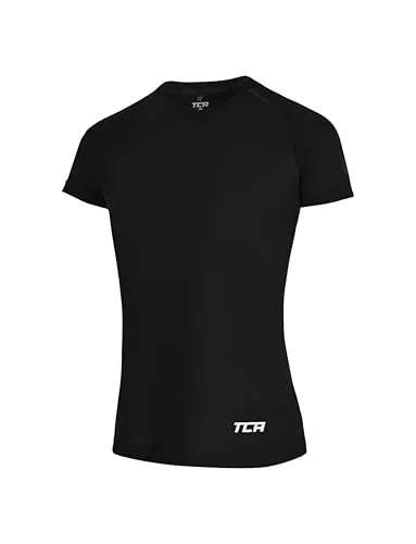 TCA Sportshirt Damen - Yoga Shirt für Frauen - Sport Tshirt Damen Fitness - Funktionsshirt Laufshirt Sport T-Shirt - Sportbekleidung lang und locker - Schwarz, M