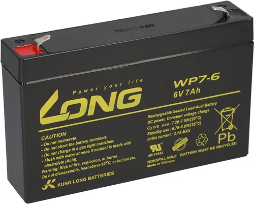 Kung Long Kung Long Akku WP7-6 6V 7Ah AGM Blei Vlies wartungsfrei 6Volt Bleiakkus