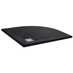 vidaXL Duschtasse SMC Schwarz 90x90 cm - Duschwanne aus strapazierfähigem SMC-Material, ideal für begehbare Duschen. Mit niedriger Schwelle für einfachen Ein- und Ausstieg sowie Edelstahl-Abflussdeckel.